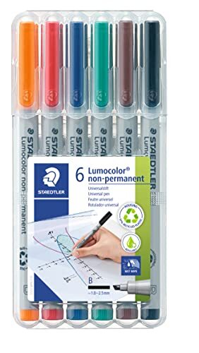 Staedtler Staedtler Lumocolor 311 WP4 Universele pennen, niet-permanent, superfijn 1-2,5 mm lijnbreedte. 6 Stuk gesorteerde kleuren