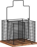 5Five Bestek organizer rekje - 3 vakken - staal/acaciahout - zwart - 29 x 19 cm - bestekbak