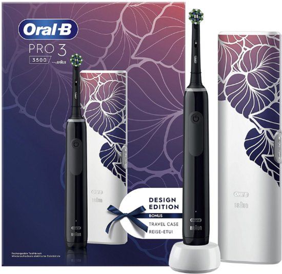 Oral-B Pro 3 3500 Zwart Elektrische Tandenborstel - Floral Design Edition