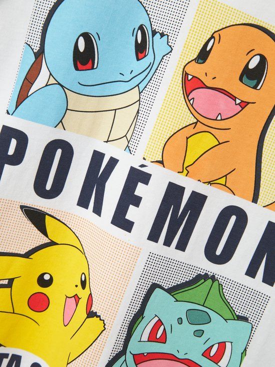 Name it T-shirt Pokemon Kinderen Katoen Ronde hals Korte mouw Printopdruk Wit