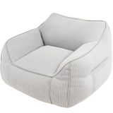 Bananair - Zitzak fauteuil - XXL poef - Ribfluweel - 100x110 cm - Lichtgrijs