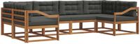 vidaXL Acacia Hout Bank Loungeset 6-Persoons Natuurlijk en Antraciet