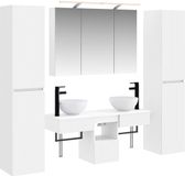 vidaXL Badkamermeubel Set 6 st Wit Bewerkt hout en glas