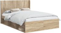 vidaXL Bedframe met opbergruimte en hoofdbord 2 st Bewerkt hout