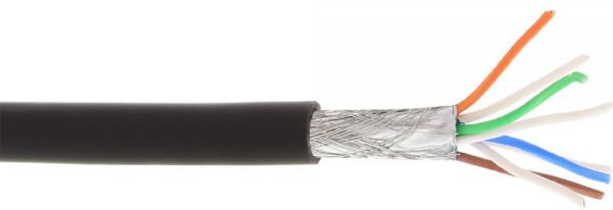 Inline CAT 6a SFTP patch kabel zwart 100 meter