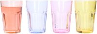 Excellent Houseware Waterglazen/drinkglazen Coloris - 12x - transparant kleurenmix - 360 ml