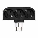 Simon – adapter, draaibaar, 3 stopcontacten, 16 A (250 V, 3680 W), 180 graden draaibaar, compact stopcontact voor hoeken of achter meubels, zwart en wit