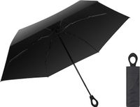 Ibenzoa® Compacte UV-Beschermende Mini Paraplu met Versterkt Ringhandvat - Zwart