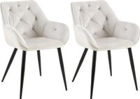 CLP Cassis Set van 2 Eetkamerstoelen - Met armleuning - Velvet - Lichtgrijs