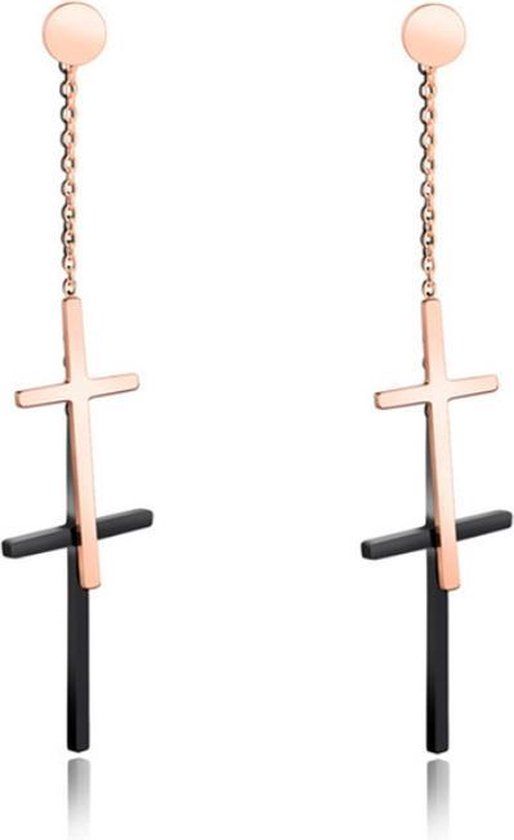Cilla Jewels Double Cross stud oorbellen