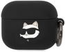 Karl Lagerfeld KLA3RUNCHK Serie - Étui en silicone pour AirPods 3 - Tête Choupette 3D - Noir