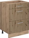 Vicco R-Line Meuble bas de cuisine – 60 cm avec tiroirs, sans plan de travail Chêne artisanal