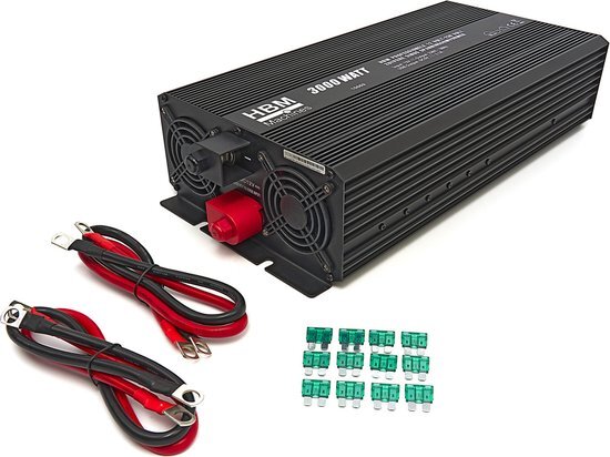 HBM Professionele 12 Volt – 230 Volt Zuivere Sinus Spanningsomvormer 3000 Watt