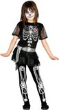 Fiestas Guirca Guirca Carnavalkostuum Halloween skelet jurkje met glitters - voor meisjes - zwart 128/134