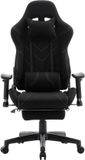Merkloos / Sans marque Wan GmbH Gaming Stoel - Bureau – Racing - Ergonomische - Verstelbare - met Voetsteun - 155° Ligstand - Nekkussen - Lenden - Kunstleer – 360° Draaibare Wielen - Tot 136 kg Draagvermogen - Zwarte Stof