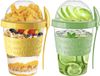 Vingardium Leviosa Set van 2 potjes voor yoghurt om mee te nemen, herbruikbaar, 20 oz havermout met deksel en lepel, potjes voor ontbijt en lunch, havermout (set van 2 (Vert, Jaune))
