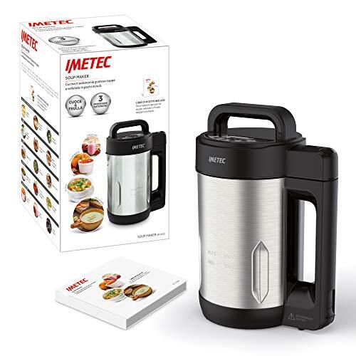 Imetec SM 1000 Soup Maker, bakken en roeren, 3 automatische programma's, fluweelachtig, soepen en smoothies, 6 porties, roestvrijstalen zaagbladen, met receptenboekje, 900 W, 1,6 liter