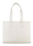 JOST Leren business tas shopper met laptopvak Vika Business Shopper Cream White crème