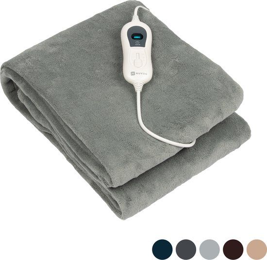 Nuvoo Elektrische Warmtedeken - Fleece - 180x160 cm - 2 Persoons - Licht Grijs