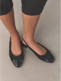 Next - Dames - Forever Comfort® leren ballerina’s met ronde neus, strik en hielbandje - Zwart