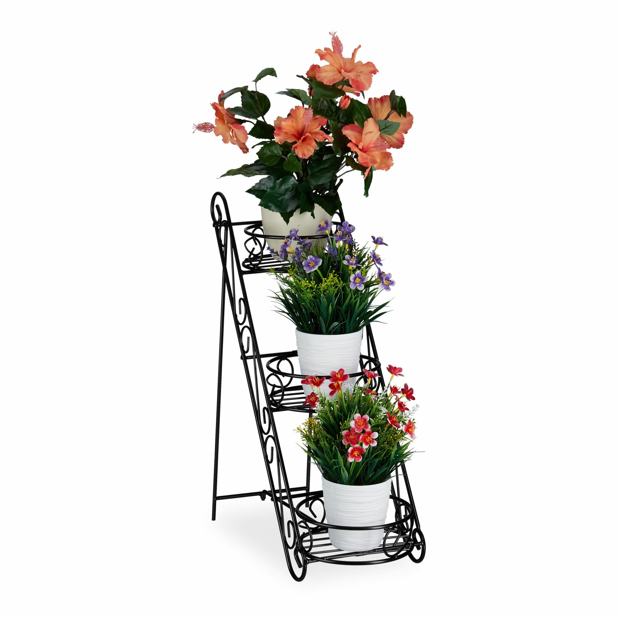 Relaxdays plantenrek - metaal - zwart - 53.5 cm hoog