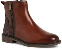Marco Tozzi Dames Enkellaarsje 2-25308-45 Bruin Leer/Synthetisch Blokhak Ritssluiting Panterprint F-breedte Maat: 38 EU