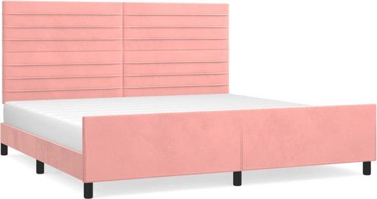 vidaXL Bedframe met hoofdeinde fluweel roze 200x200 cm