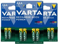 Varta Recharge Accu Power Oplaadbare Batterijen AAA 800mAh - 3 x 4 stuks - Voordeelverpakking