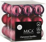 Mica Decorations Set de boules de Noël - 27 Pièces - Ø6 cm - Incassable - Fuchsia