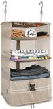 Ibenzoa® Hangkast Organizer met Drie Niveaus, Opvouwbaar Oxford Stoffen Model, Beige, Maat L