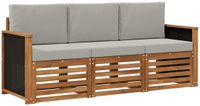 vidaXL - Bank loungeset - 4 zitplekken - Massief acacia hout - Natuurlijk en lichtgrijs