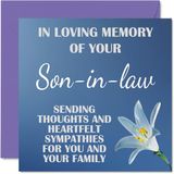 Sympathiekaarten - In liefdevolle herinnering aan je schoonzoon kaart - sorry rouw rouwkaarten voor volwassenen, 145 mm x 145 mm condoleances Thinking of You Card, bloemen sympathie wenskaarten