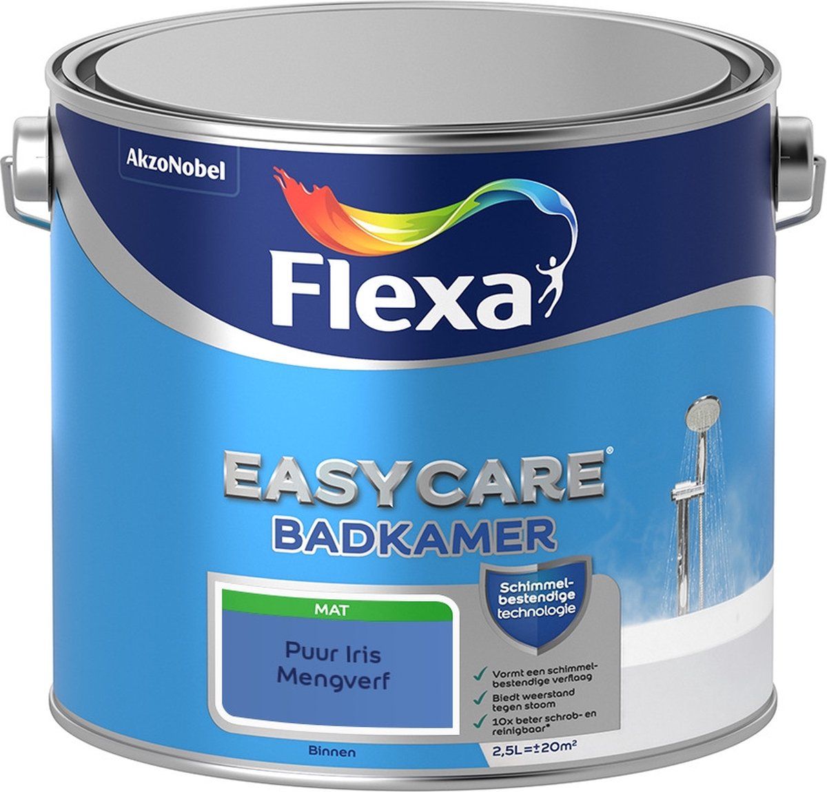 FLEXA Easycare Muurverf - Badkamer - Mat - Puur Iris - 2,5 liter
