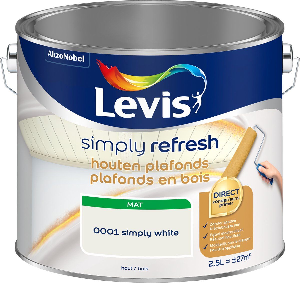 Levi's Simply Refresh Houten Plafonds - Mat - Simply White - 2.5L