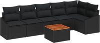 vidaXL Tuinbank Set 7-delig Zwart Poly Rattan