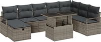 vidaXL Tuinbank Set 9-delig Grijs Polyrattan