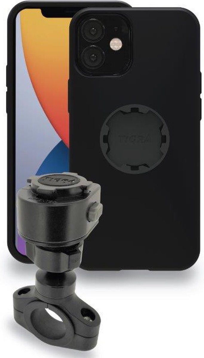 Tigra FitClic MountCase 2 Motorcycle Kit - Phone Holder for Apple iPhone 12 Mini - Black