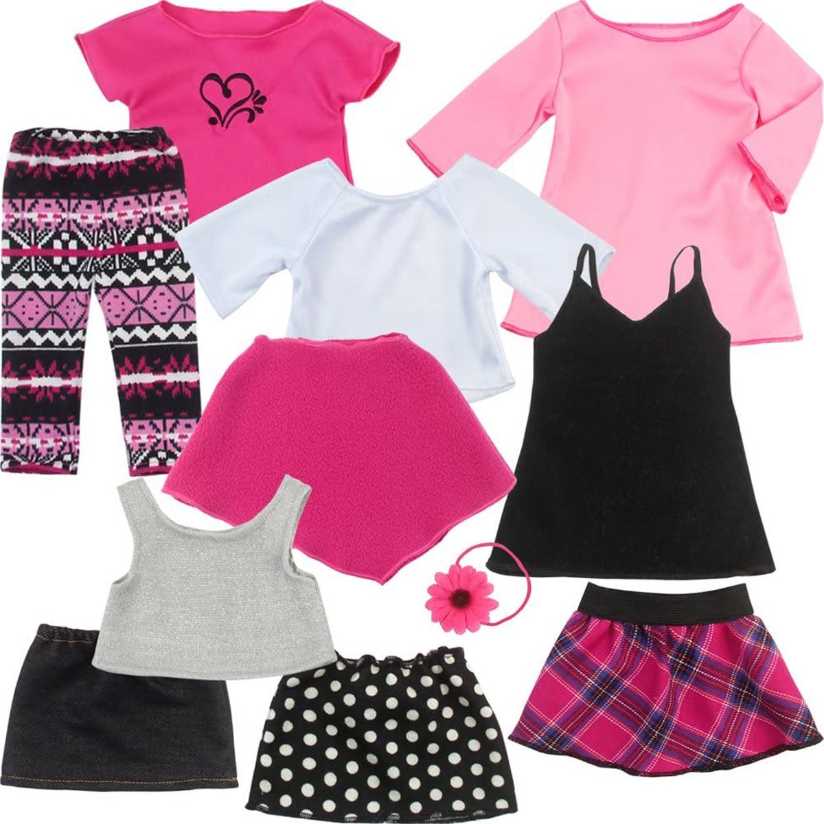 Sophia's by Teamson Kids Poppenkleding voor 18" Poppen - Kleding Voor De Lente - 11 Stuks - Poppen Accessoires - Roze (Pop niet inbegrepen)