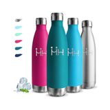 Drinkfles Van Roestvrij Staal, 750 ml, Bpa-Vrij, Dubbelwandig, Lekvrij, Met Schroefsluiting, Sportfles, Waterfles voor School, Wandelen, Kamperen