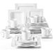 MALACASA, Série Mario, service de table en porcelaine 30 pièces blanc crème avec 6 tasses à café, 6 soucoupes, 6 assiettes à dessert, 6 assiettes creuses et 6 assiettes creuses