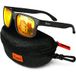 Rennec Sonnenbrille Herren Polarisiert Rechteckig Carbon Optik mit Hartschale Gläser UV400 Getönt oder Verspiegelt, Edelstahl Bügelgelenke 3in2