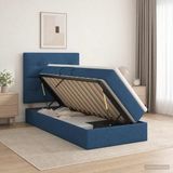 vidaXL LED-opbergbed met matras, blauw, 100 x 200 cm, stof
