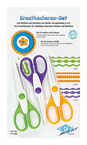 Wedo Kreativscheren 3Er Set 771933 Creatieve Schaarset, Gekarteld, Gekarteld, Gekarteld, Grote Handgreepgaten, Inhoud: 3 Stuks, Set Van 3, 16 Cm, Veelkleurig