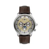 Zeppelin 8536-5 Polshorloge Heren Kwarts Leer Zilverkleurig Geel 40mm 5 ATM