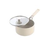 KitchenAid Steelpan 16 cm/1,58 L met Deksel, Keramisch Antiaanbak, Crème