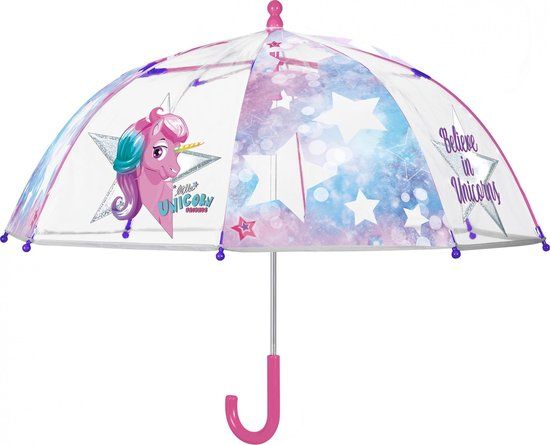 Perletti Unicorn Paraplu Meisjes 64 cm - Transparant