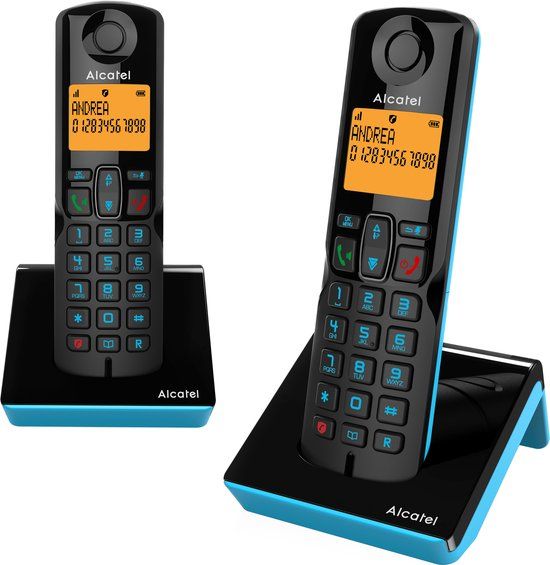 Alcatel S280 Duo Zwart/Blauw | Draadloze Telefoon | 2 Handsets