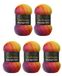 Wollbiene Moonlight Glitter Batik Simli Wol, 5 x 100 g, 500 g, 20% metallisch, kleurverloop, 2600 Regenbogen, voor breien en haken