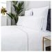 Literie brodée, 100% percale de coton, 200 fils, blanc