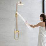 Merkloos / Sans marque Douchesysteem Roestvrij Staal - Douchepaneel Badkamer - Ontspannend Douchen - Drie Wateruitlaten - 80-117 cm Verstelbaar - Goud